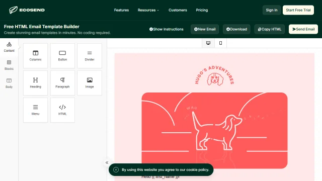 Screenshot of Free Email Builder