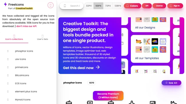 Screenshot of Free Icons