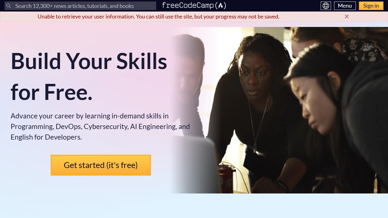 Screenshot of freeCodeCamp