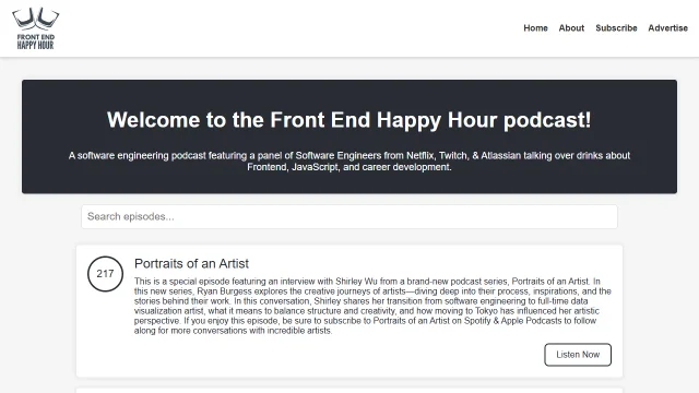 Screenshot of Front End Happy Hour Podcast