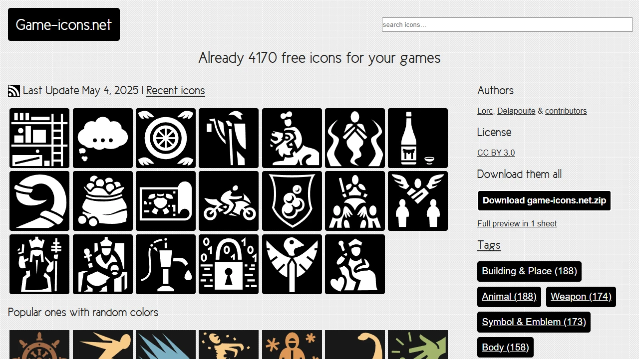Screenshot of Game Icons