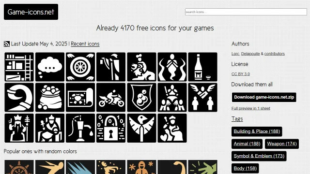 Screenshot of Game Icons