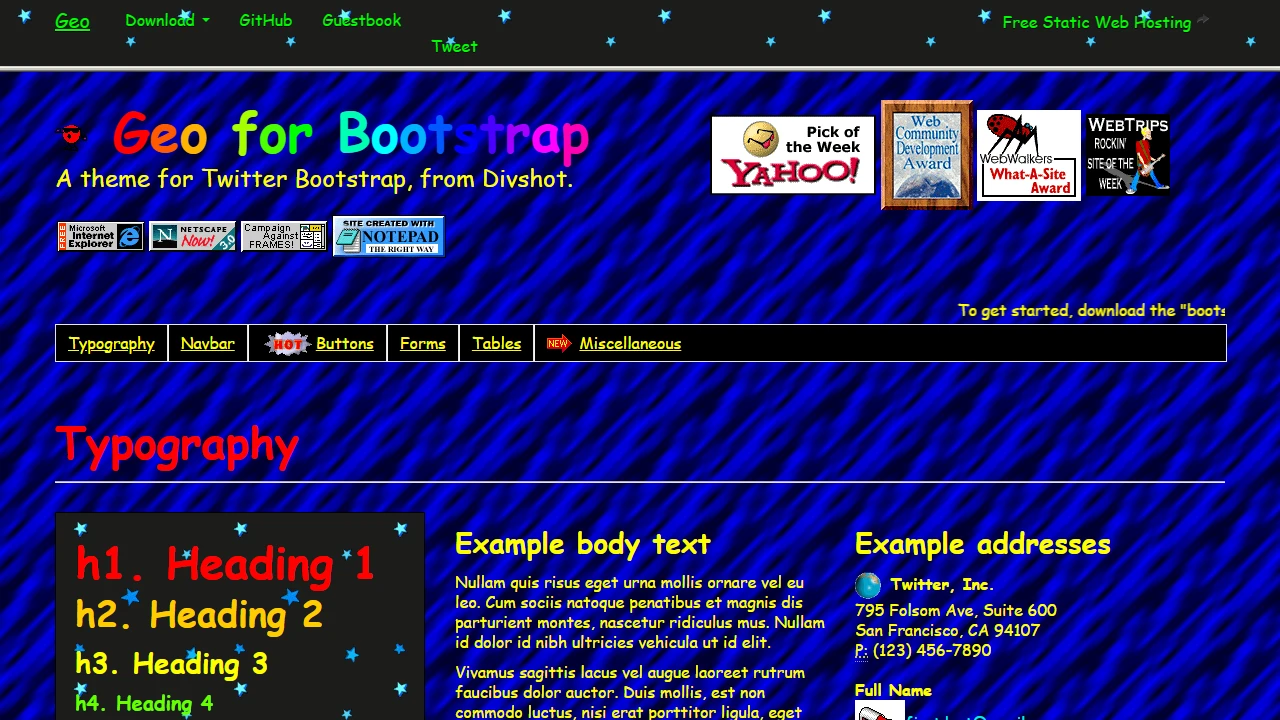 Screenshot of Geo for Bootstrap