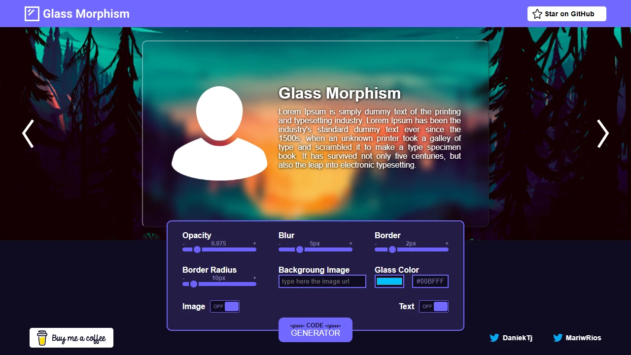 Screenshot of Glassmorphism