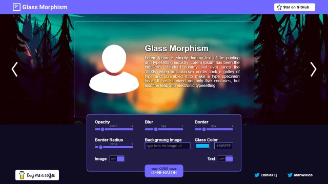Screenshot of Glassmorphism