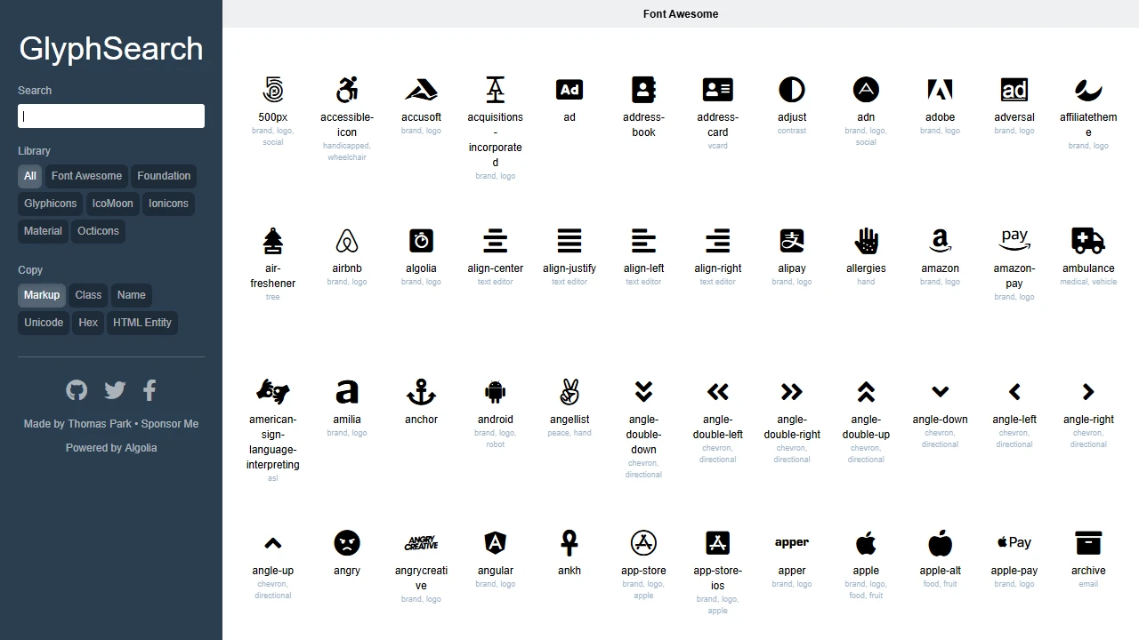 Screenshot of GlyphSearch