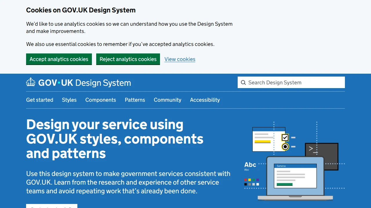 Screenshot of GOV.UK Design System