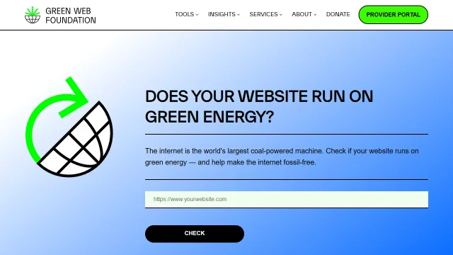 Screenshot of Green Web Foundation