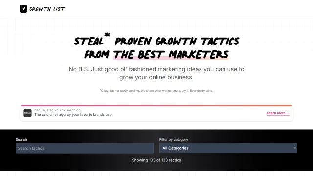 Screenshot of Growth List