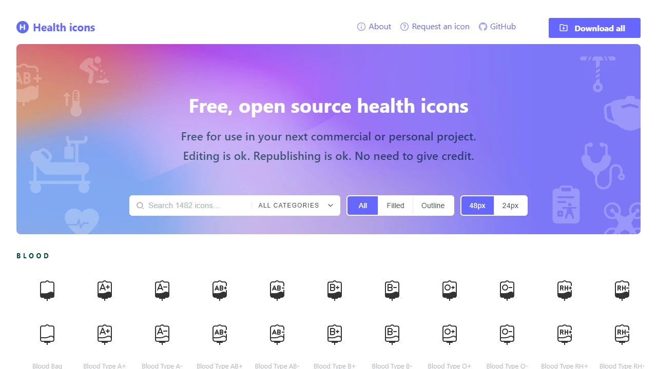Screenshot of Health Icons