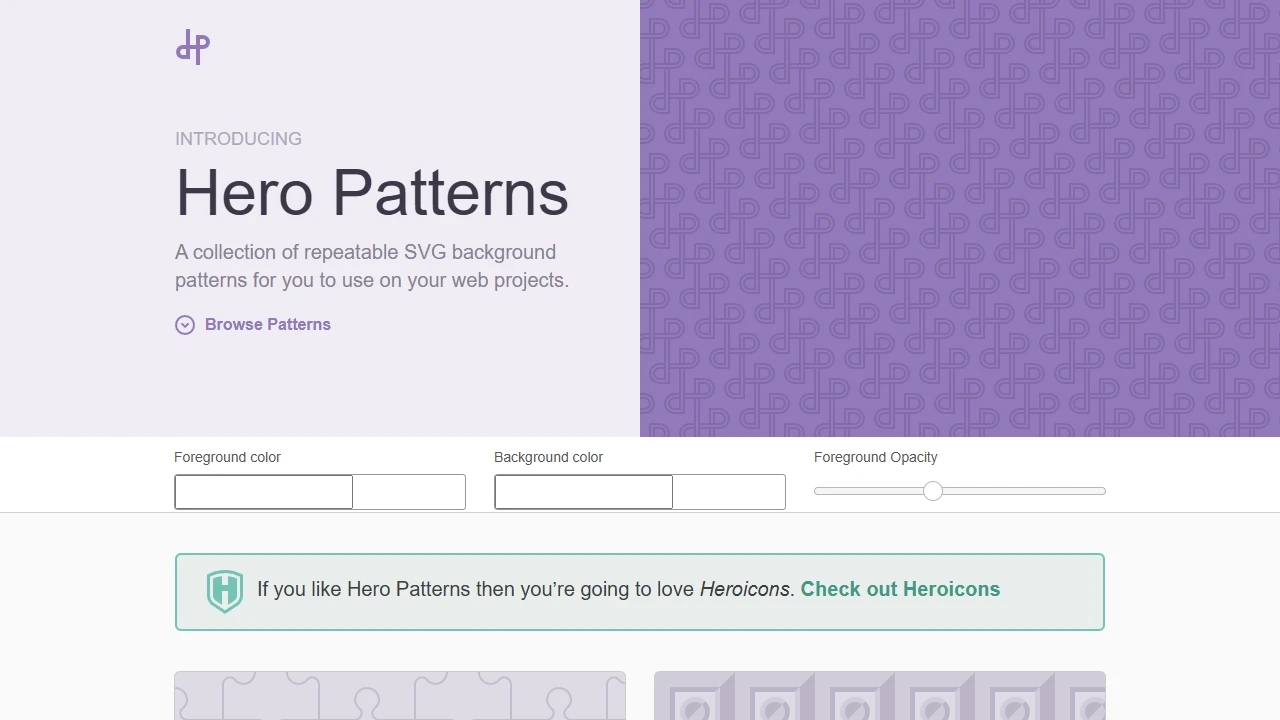 Screenshot of Hero Patterns