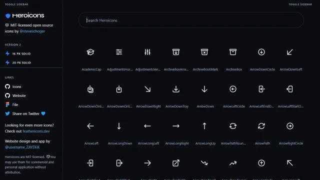 Screenshot of Heroicons