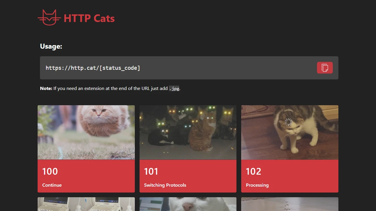 Screenshot of HTTP Cats