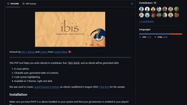 Screenshot of Ibis PHP eBook Generator