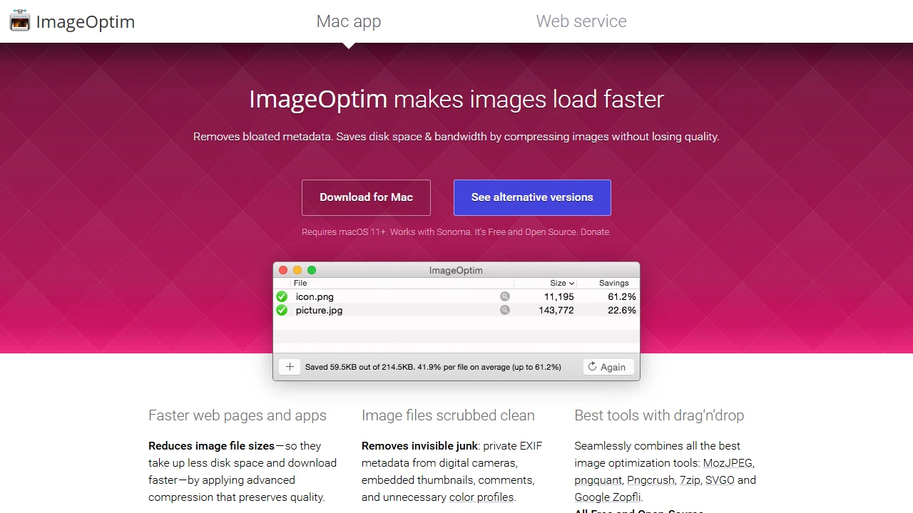 Screenshot of ImageOptim