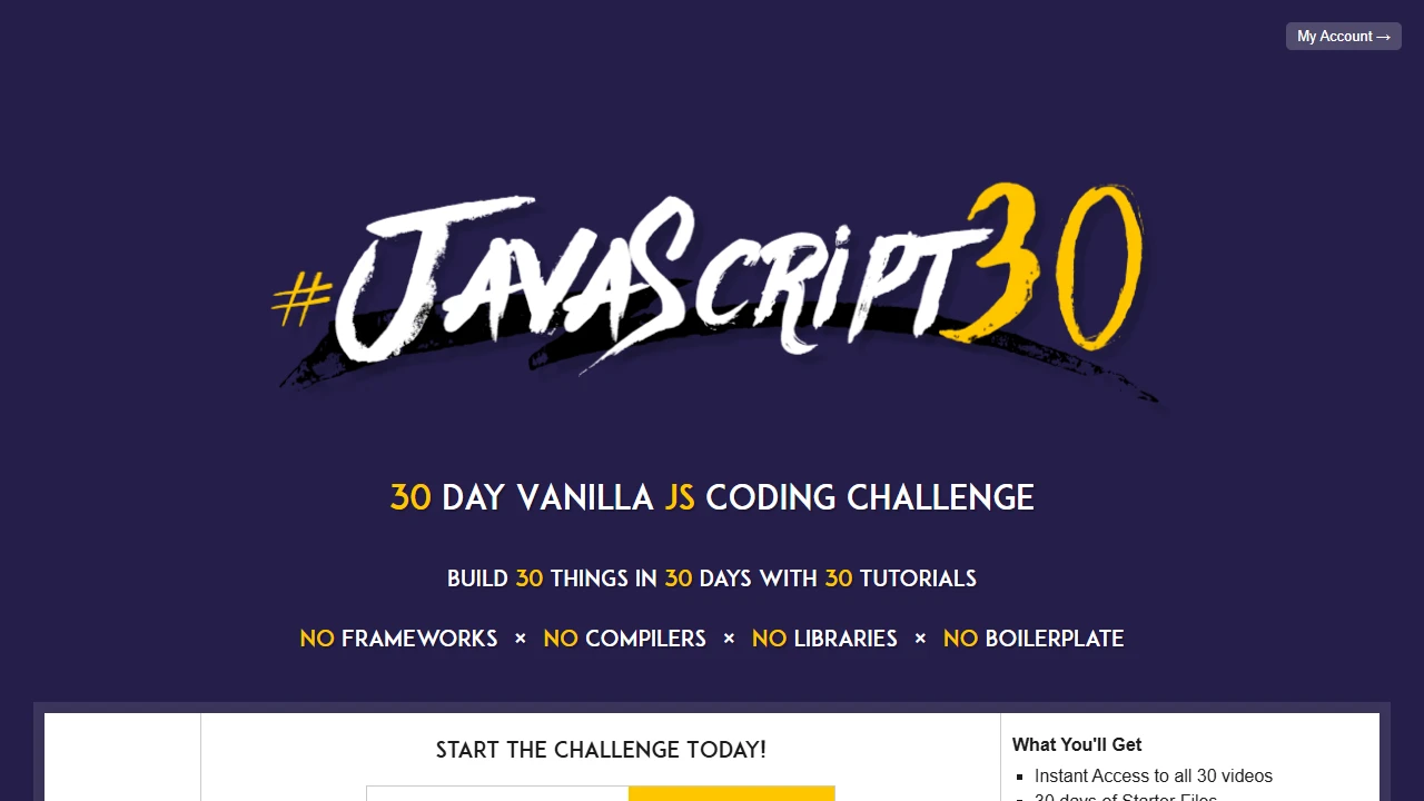 Screenshot of JavaScript 30