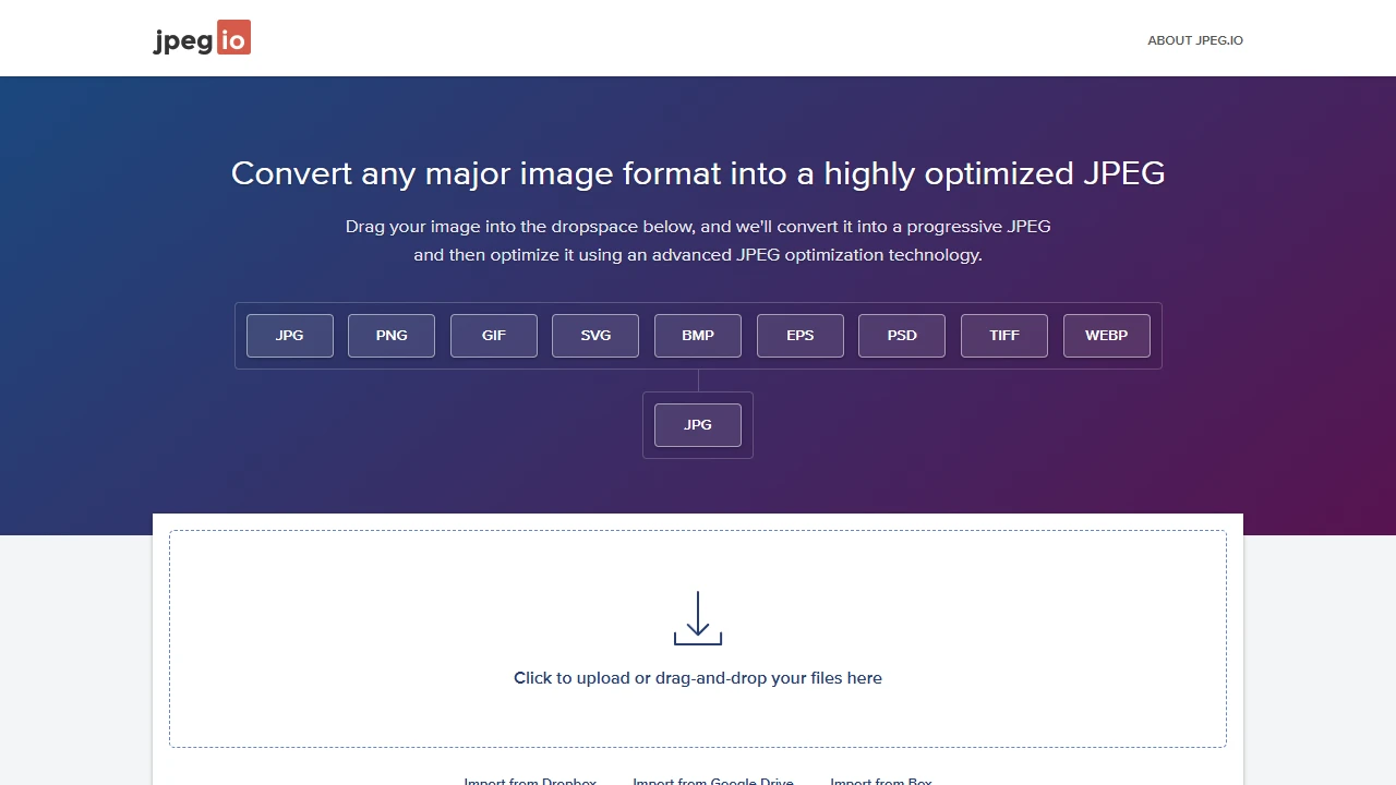 Screenshot of Jpeg.io
