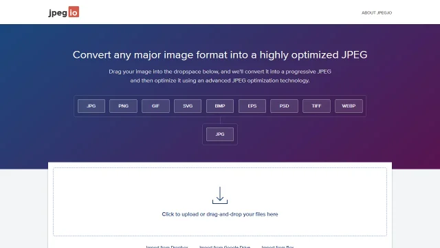 Screenshot of Jpeg.io