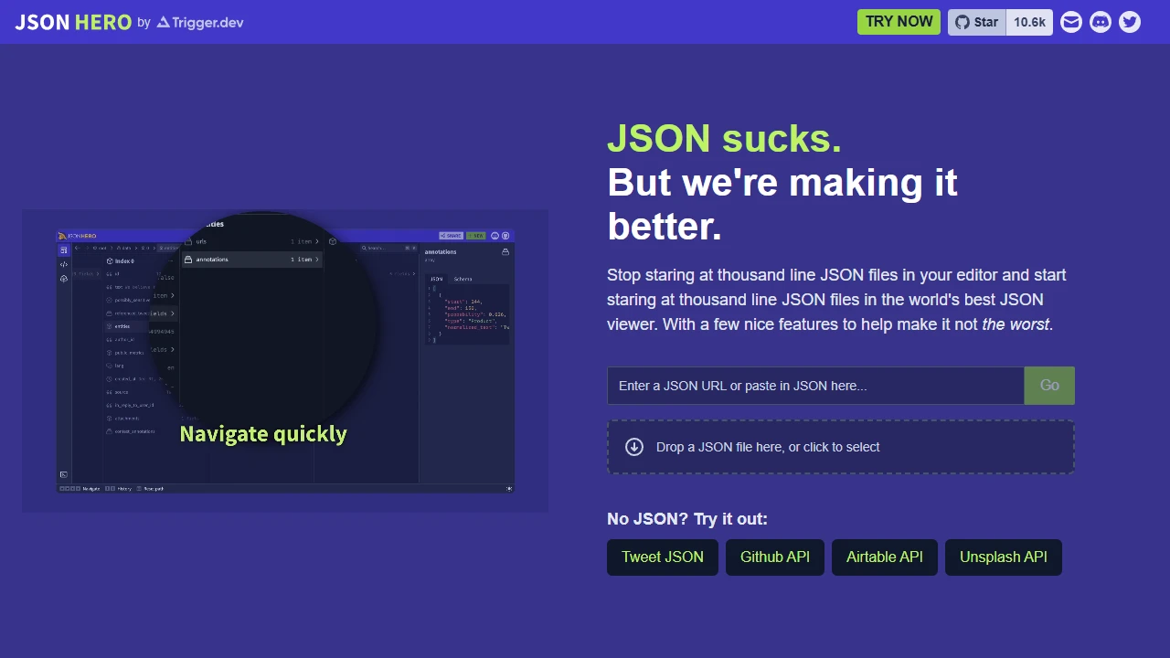 Screenshot of JSON Hero JSON Viewer