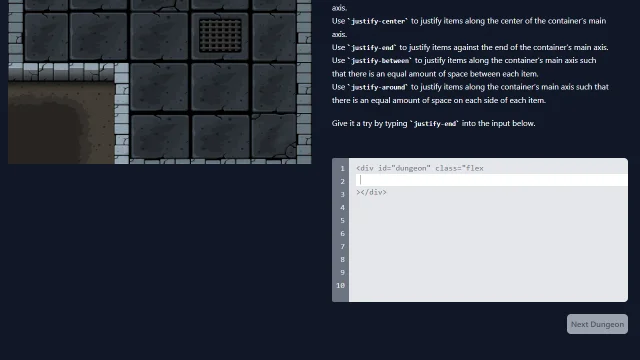 Screenshot of Knights of the Flexbox Table