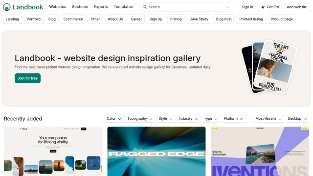 Screenshot of Landbook