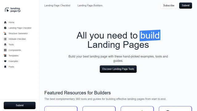 Screenshot of Landin' Page