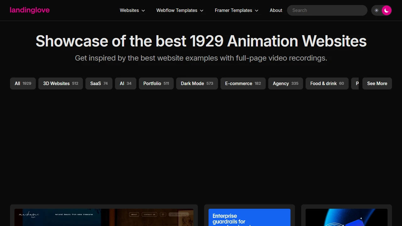Screenshot of Landing Love