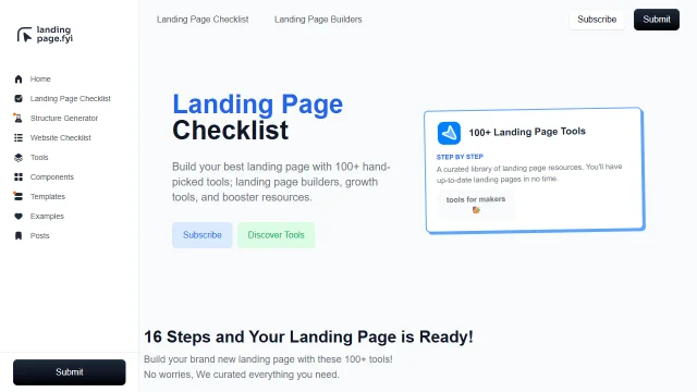 Screenshot of Landing Page Checklist