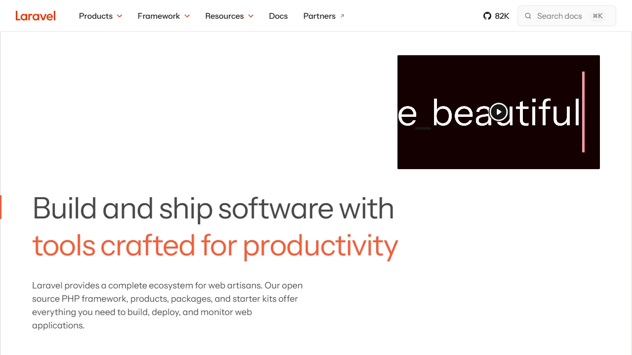 Screenshot of Laravel