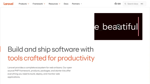 Screenshot of Laravel