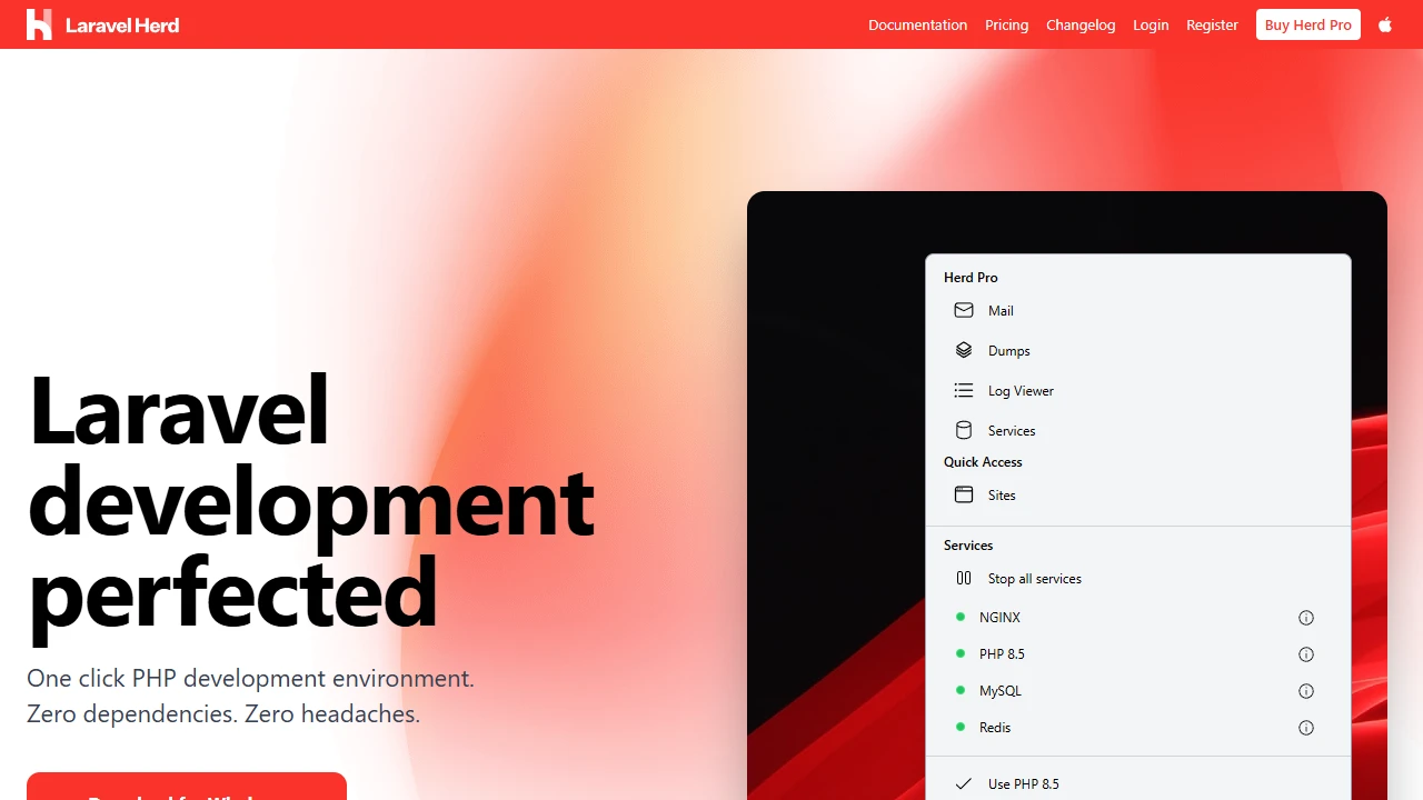 Screenshot of Laravel Herd