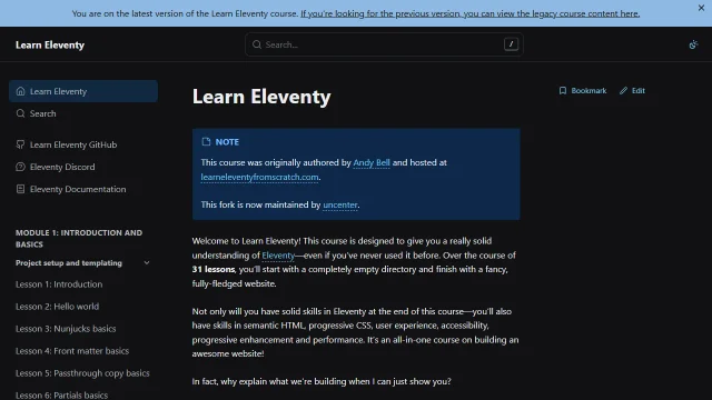 Screenshot of Learn Eleventy From Scratch
