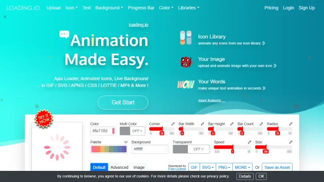 Screenshot of Loading.io