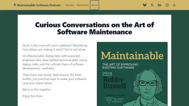 Screenshot of Maintainable Podcast