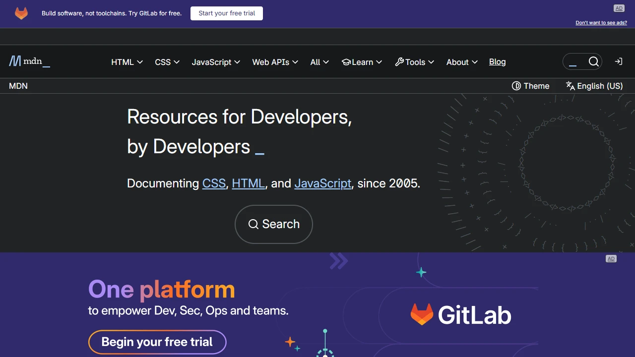 Screenshot of MDN Web Docs