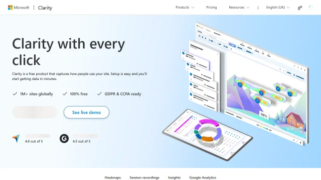 Screenshot of Microsoft Clarity