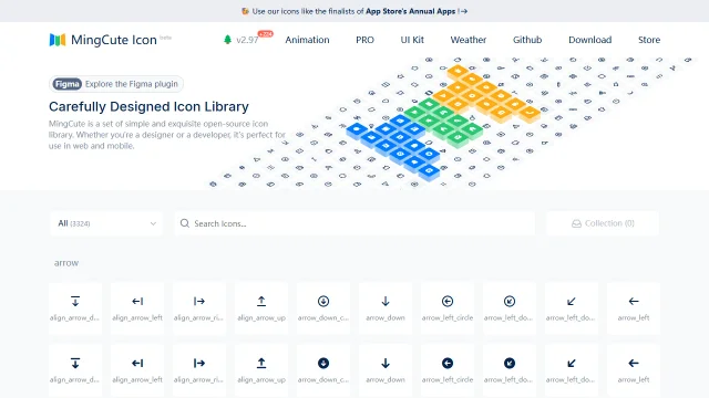 Screenshot of MingCute Icons