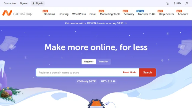 Screenshot of Namecheap