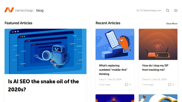 Screenshot of Namecheap Blog