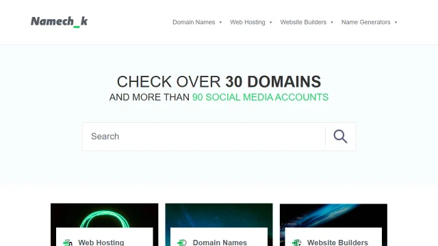 Screenshot of Namechk