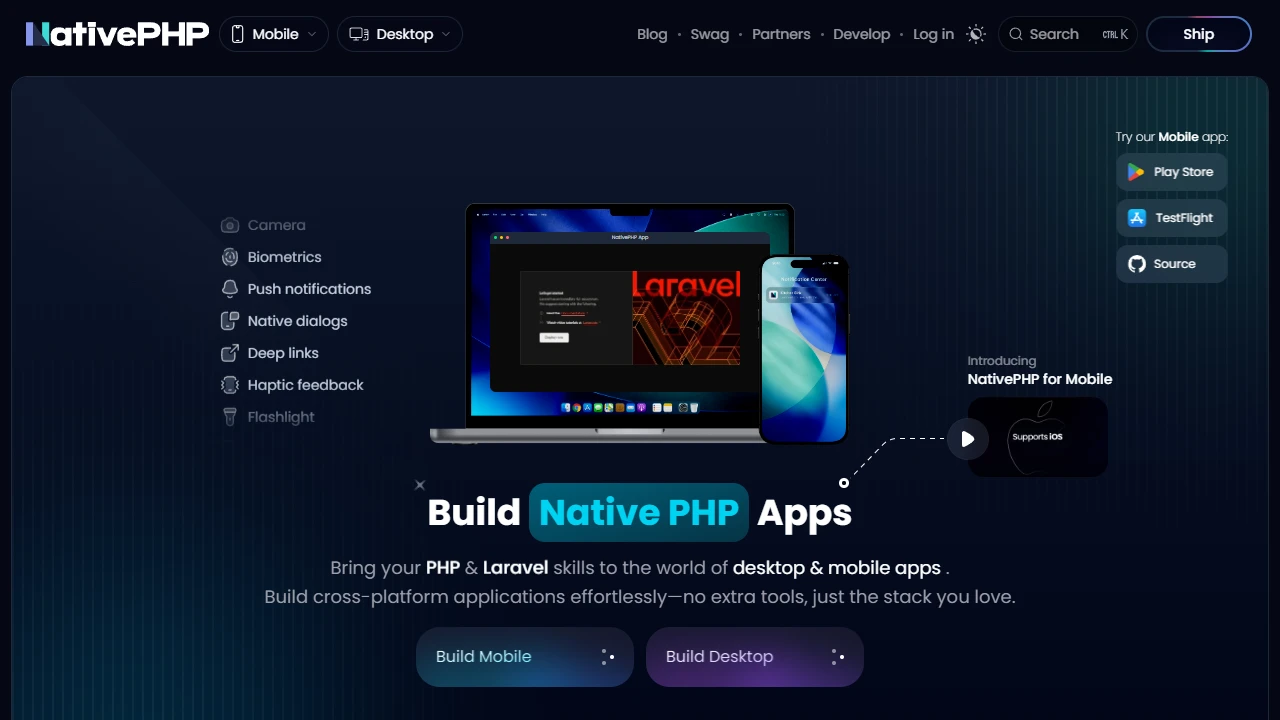 Screenshot of NativePHP