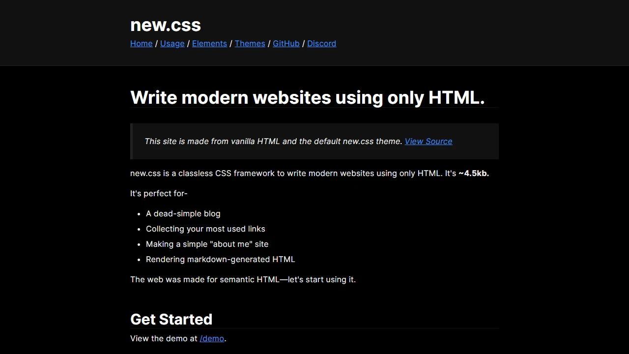 Screenshot of new.css
