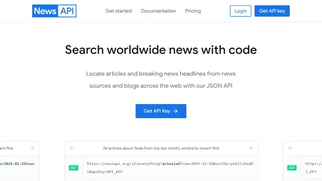 Screenshot of News API