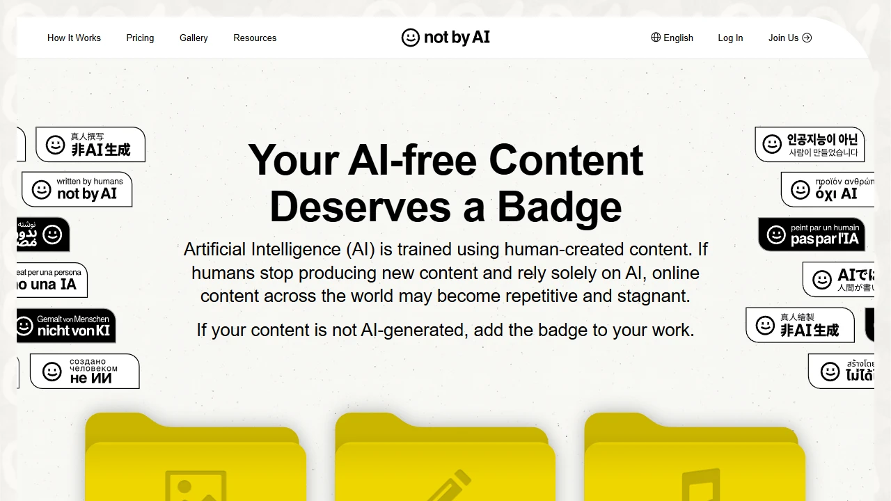 Screenshot of Not by AI