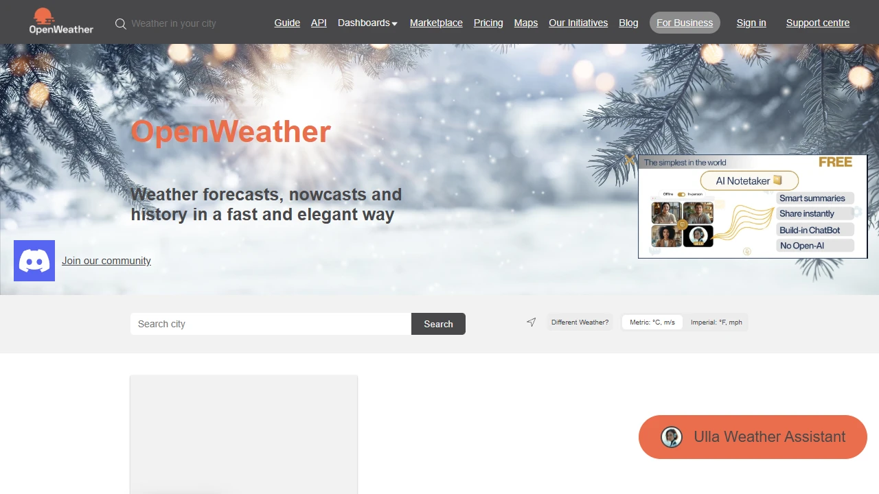 Screenshot of Open Weather Map
