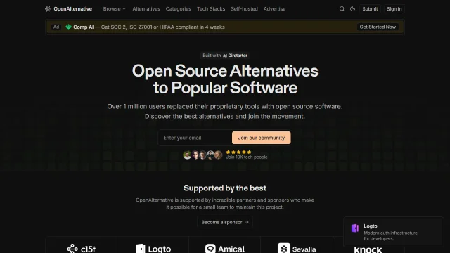 Screenshot of OpenAlternative