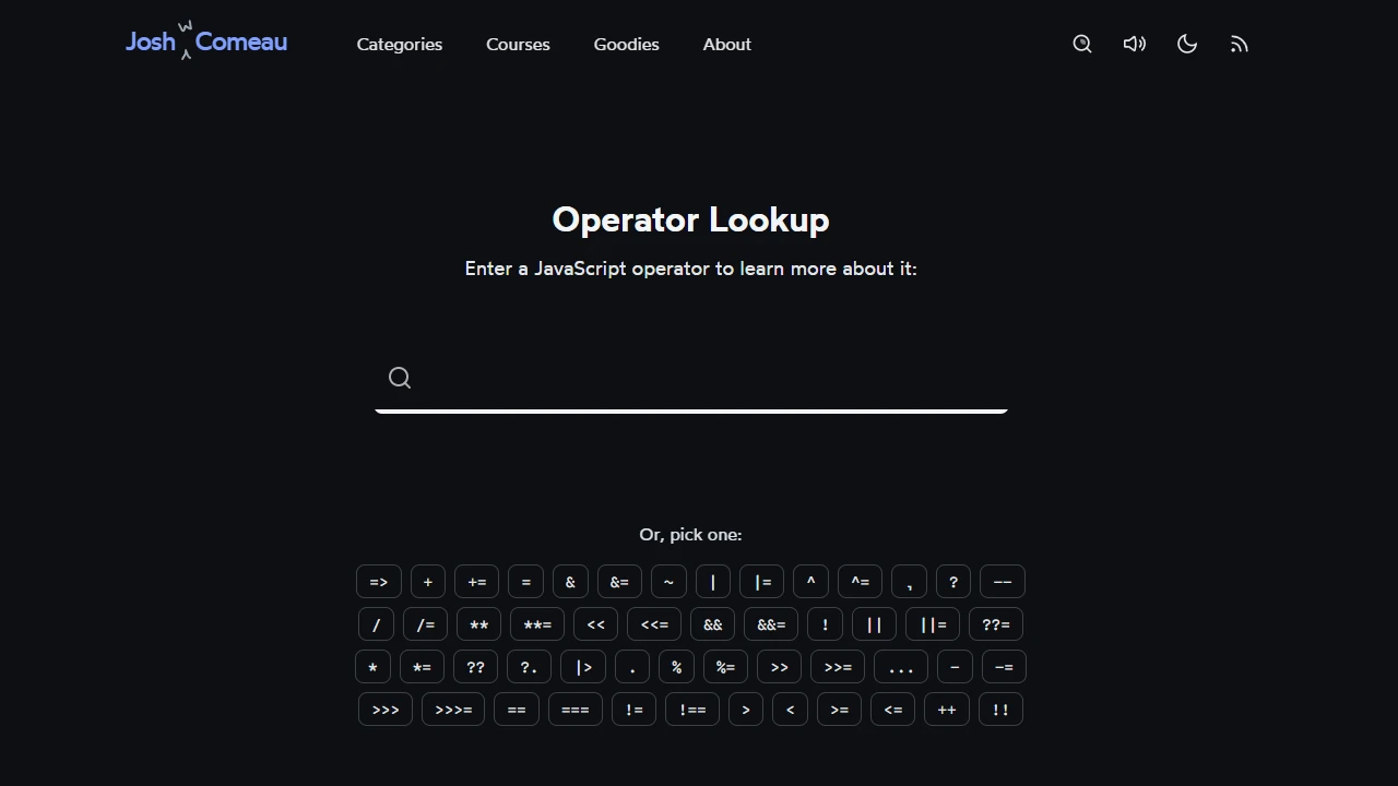 Screenshot of Operator Lookup