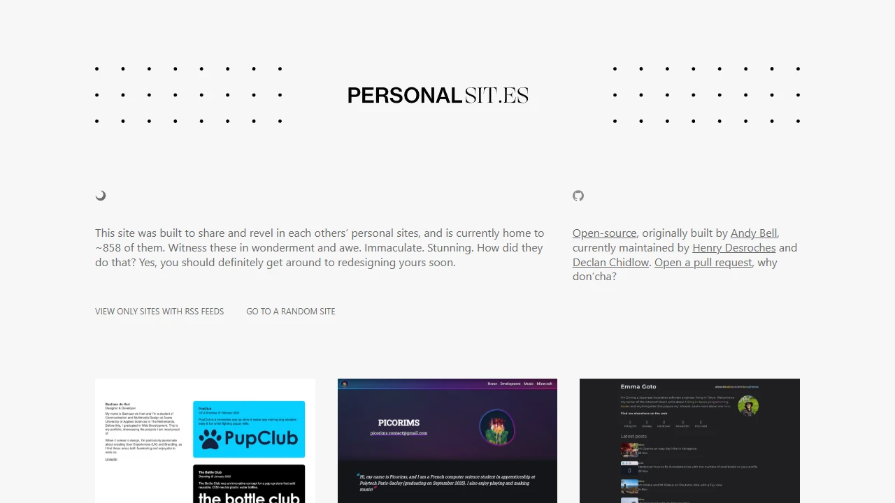 Screenshot of Personal Sites