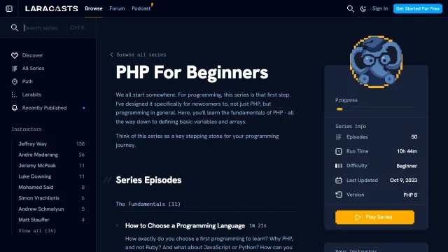 Screenshot of PHP for Beginners