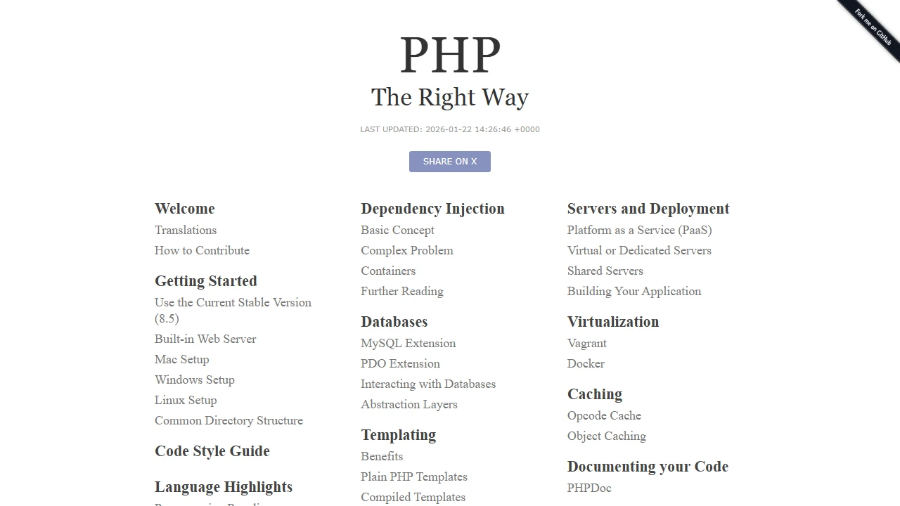 Screenshot of PHP: The Right Way